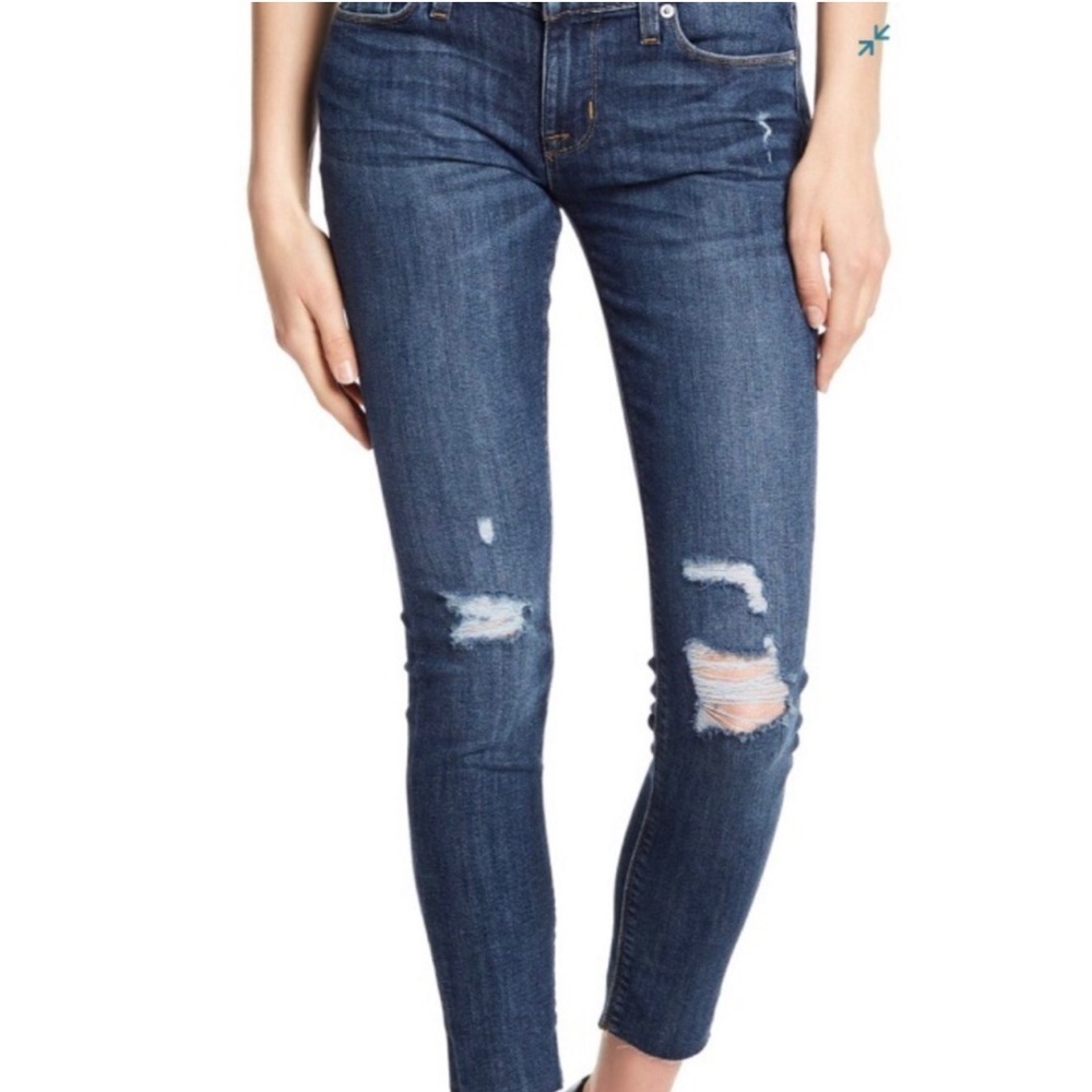 Hudson Distressed Krista Ankle Skinny Jeans Size 29